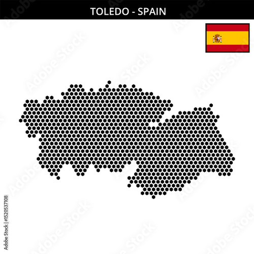 Medium hexagonal dotted map of toledo in Spain