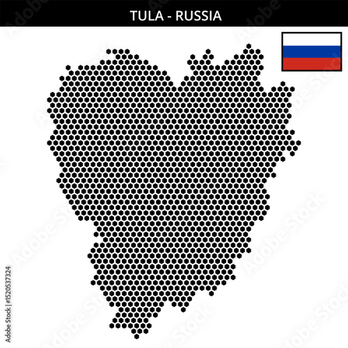 Medium hexagonal dotted map of tula in Russia