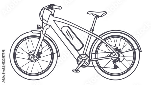 Electric bike outline drawing for coloring book page ebike illustration bicycle sketch vector image