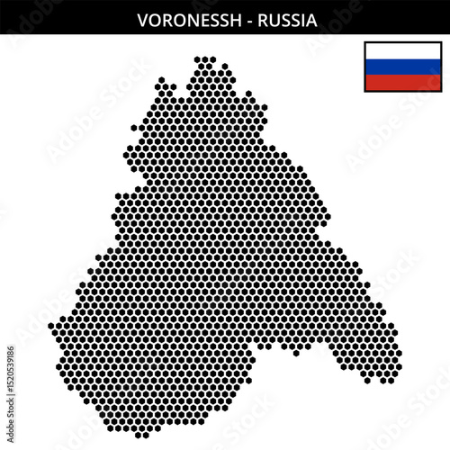 Medium hexagonal dotted map of Voronessh in Russia