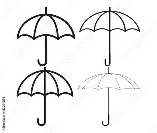 Cartoon umbrella isolated on white background. Minimalist umbrella line art design.