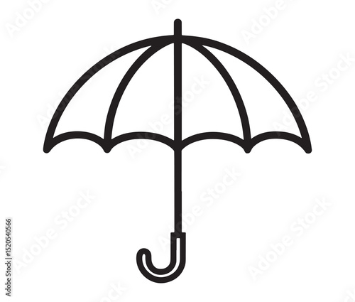 Cartoon umbrella isolated on white background. Minimalist umbrella line art design.