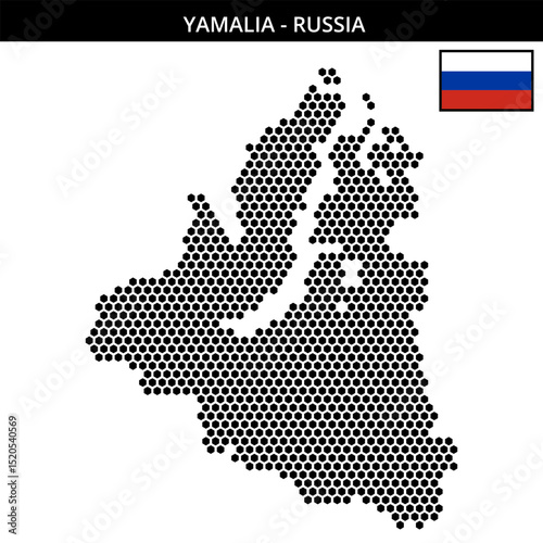 Medium hexagonal dotted map of Yamalia in Russia