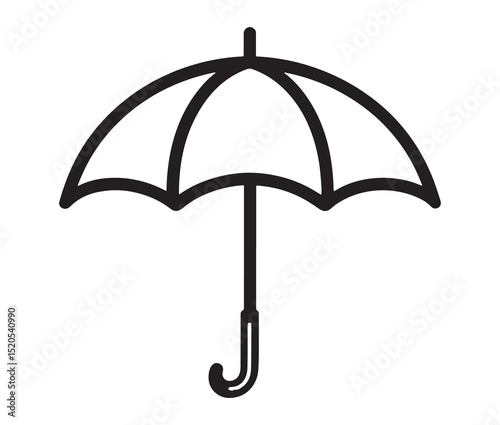 Cartoon umbrella isolated on white background. Minimalist umbrella line art design.