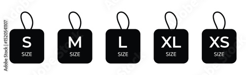 Clothing Size Labels Icon Set – XS to XXL Vector Tags Collection.