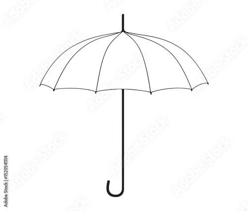 Cartoon umbrella isolated on white background. Minimalist umbrella line art design.