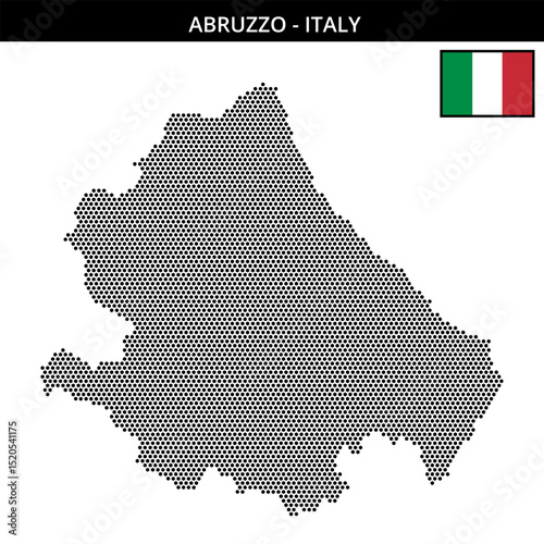Small hexagonal dotted map of abruzzo in Italy