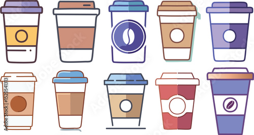 Minimalist Vector Coffee Cup Icon – Flat Design Beverage Illustration