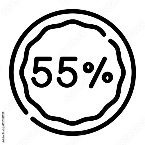 fifty five percent line icon