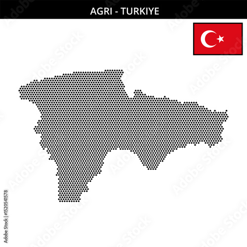 Small hexagonal dotted map of Agri in Turkiye