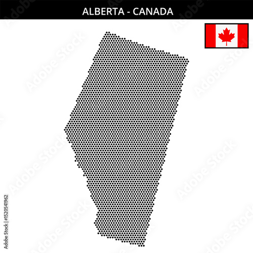 Small hexagonal dotted map of Alberta in Canada
