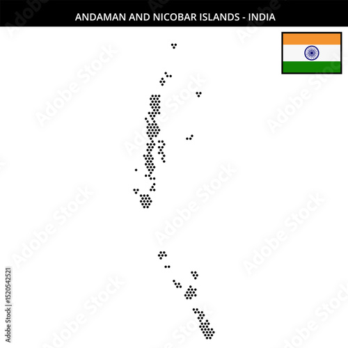 Small hexagonal dotted map of andaman-and-nicobar-islands in India