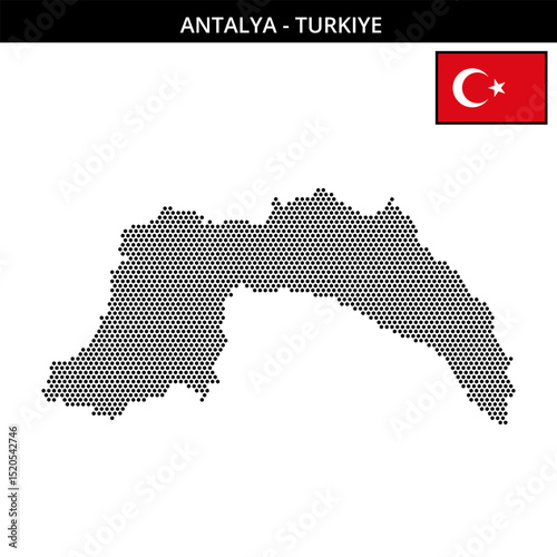 Small hexagonal dotted map of antalya in Turkiye