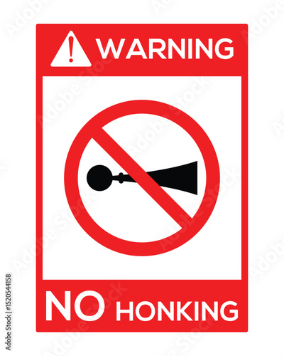 No Horn Sign – Vector Prohibited Traffic Symbol for Silence and Quiet Zone.