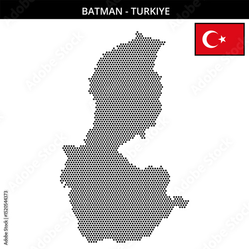 Small hexagonal dotted map of batman in Turkiye