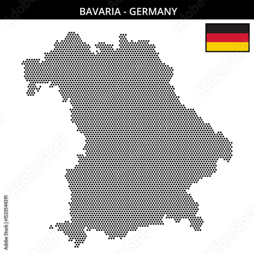 Small hexagonal dotted map of bavaria in Germany
