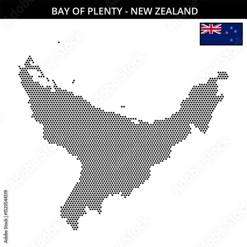 Small hexagonal dotted map of bay-of-plenty in New Zealand