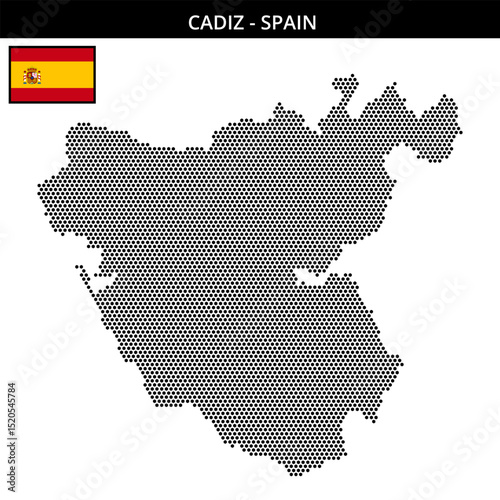 Small hexagonal dotted map of cadiz in Spain
