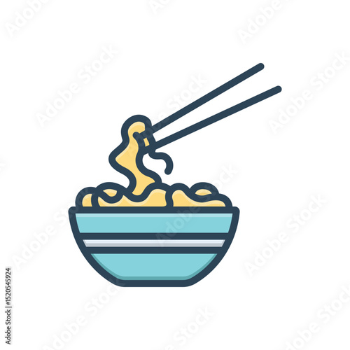 Color illustration icon for noodles
