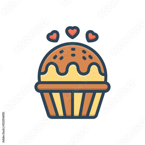 Color illustration icon for muffin