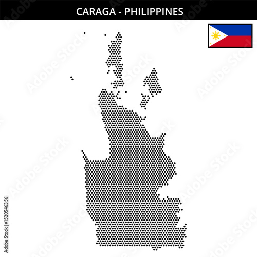 Small hexagonal dotted map of caraga in Philippines