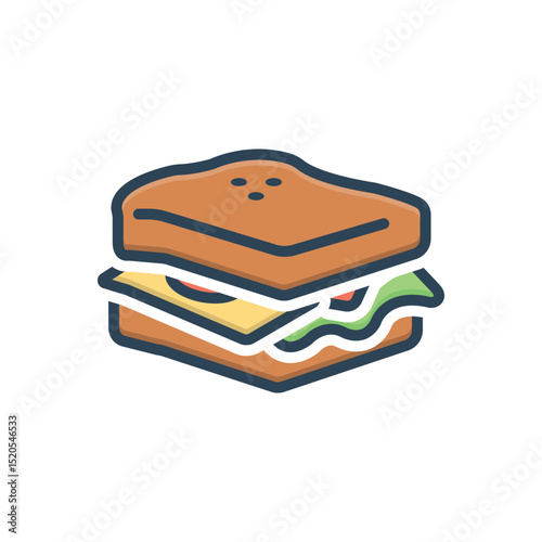 Color illustration icon for sandwich