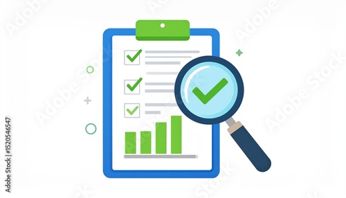 Checklist Progress Report Magnifying Glass Business Growth Success