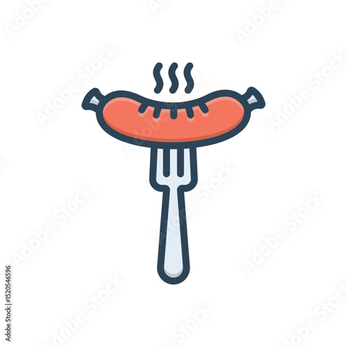 Color illustration icon for sausage