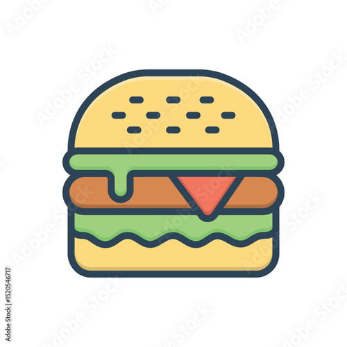 Color illustration icon for burger
