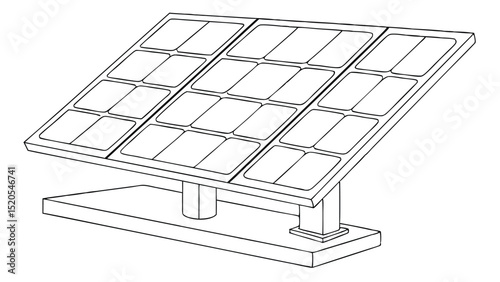 Solar panel system diagram for renewable energy generation and sustainable power solutions illustration drawing