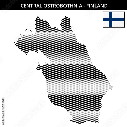 Small hexagonal dotted map of central-ostrobothnia in Finland
