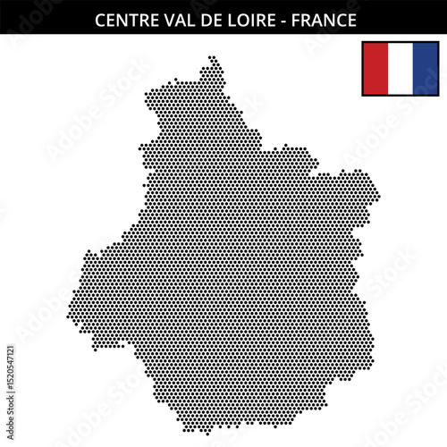 Small hexagonal dotted map of Centre-Val-de-Loire in France