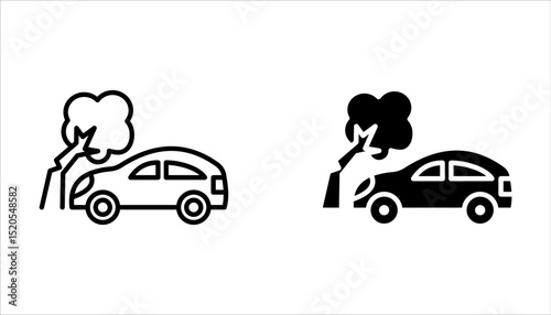 Vector line set of icons related with car accident, vector illustration on white background.