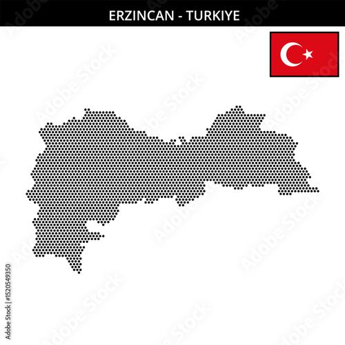 Small hexagonal dotted map of erzincan in Turkiye