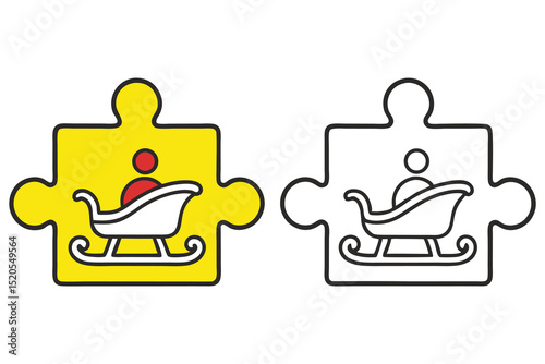 Sleigh puzzle icon with a yellow and white design shows holiday cheer
