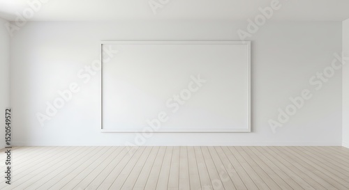 White room with screen in wall and floorboards