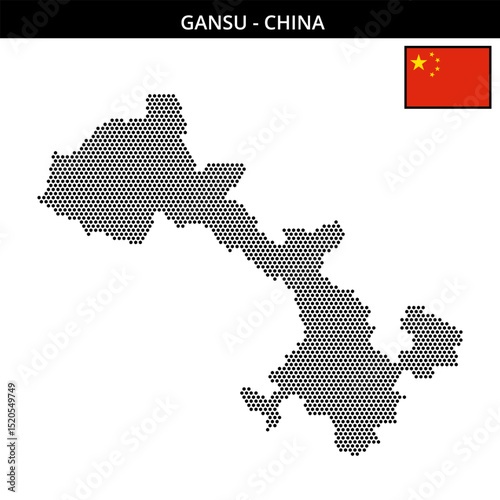 Small hexagonal dotted map of Gansu in China
