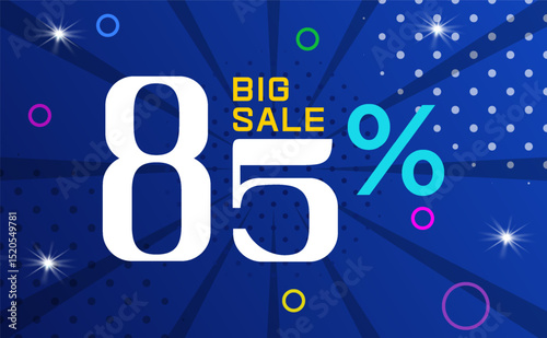 Promotion 85% off sale sale, special sale, big sale dark blue background sale with white text