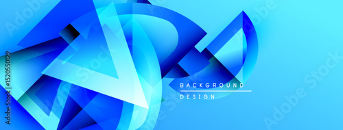 Abstract blue design features dynamic shapes, gradients, flowing lines. Modern background suitable for digital projects.