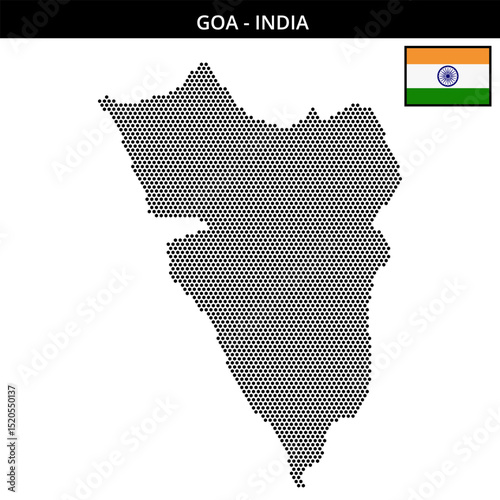 Small hexagonal dotted map of goa in India