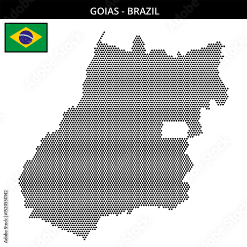 Small hexagonal dotted map of goias in Brazil