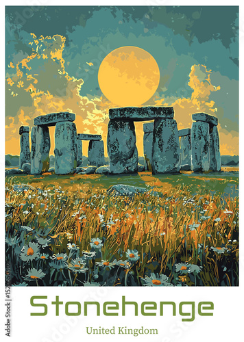 Stonehenge Vector Illustration. United Kingdom Landmark.