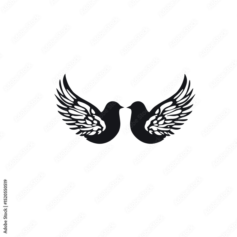 Pigeon vector character silhouette.