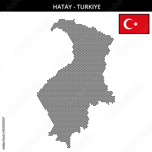 Small hexagonal dotted map of hatay in Turkiye