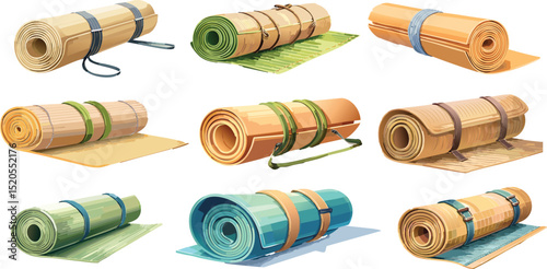 Simple Rolled Mat with Strap – Minimal Vector Isolated on Light Background