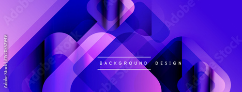 Abstract purple gradients form dynamic layers. Modern design evokes fluid motion, sleekness, depth. Minimalist aesthetic suits digital projects.