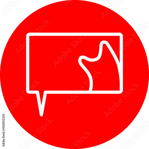 Curious Chat Vector Line White Circle Red