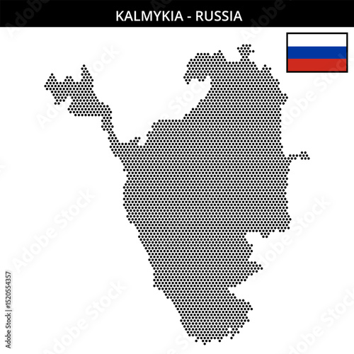Small hexagonal dotted map of kalmykia in Russia