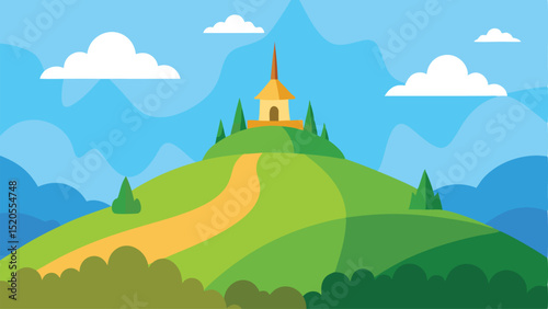 Open Cartoon Rural Barnyard Space with Fencing Vector illustration Background