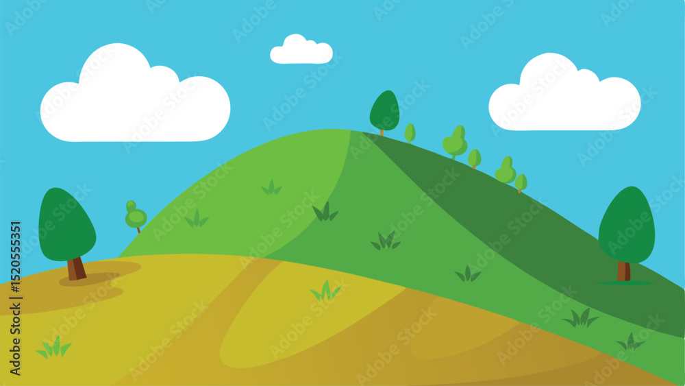 Obraz premium Undulating Cartoon Hilly Ground with a Gentle Slope Vector illustration Background